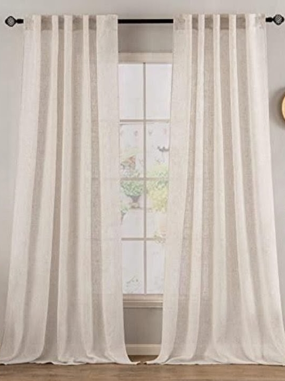 MIULEE Natural White Linen Curtains 52x94 Inch Length 2 Panels